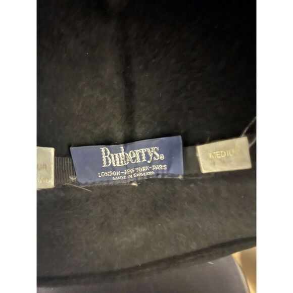 VINTAGE BURBERRY’S ENGLAND 100% RABBIT FELT BLACK DERBY CLOCHE WOMENS HAT Med - Picture 5 of 8